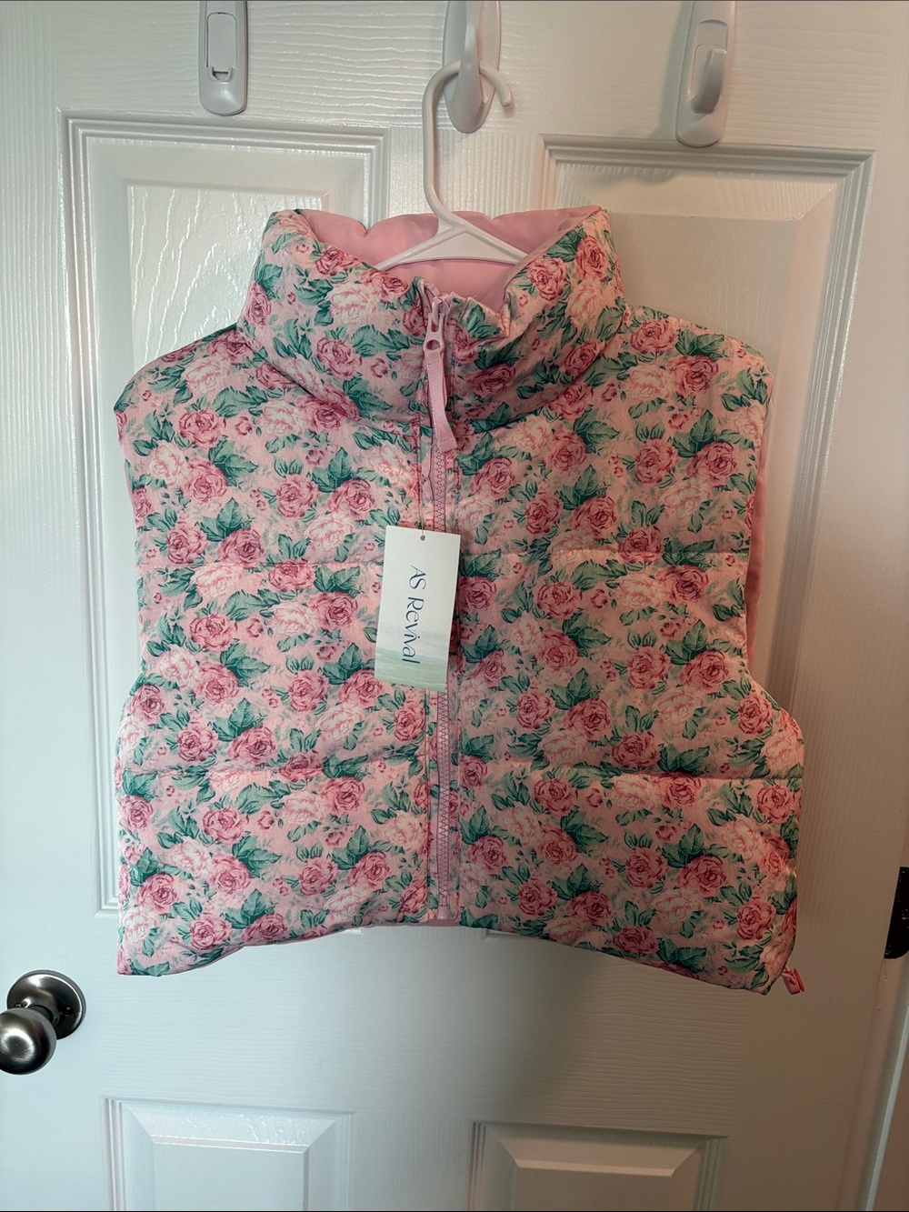 Floral Puffer Vest - Pink